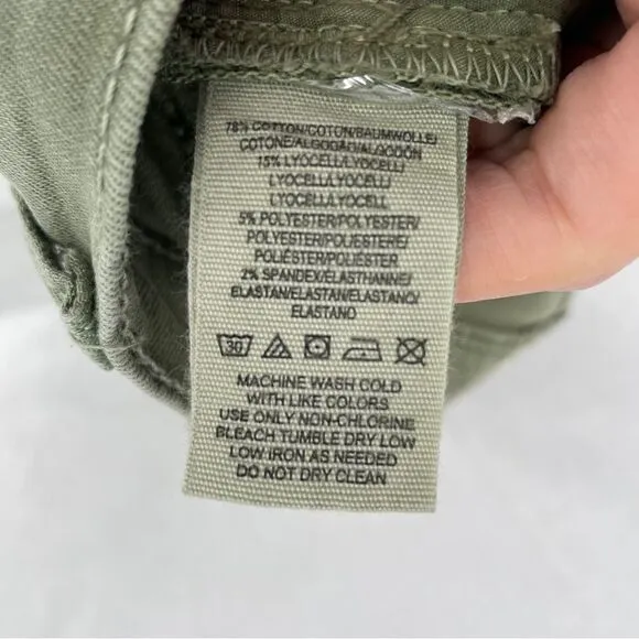-Free People Women's Green Frayed Skinny Jeans NWT 24