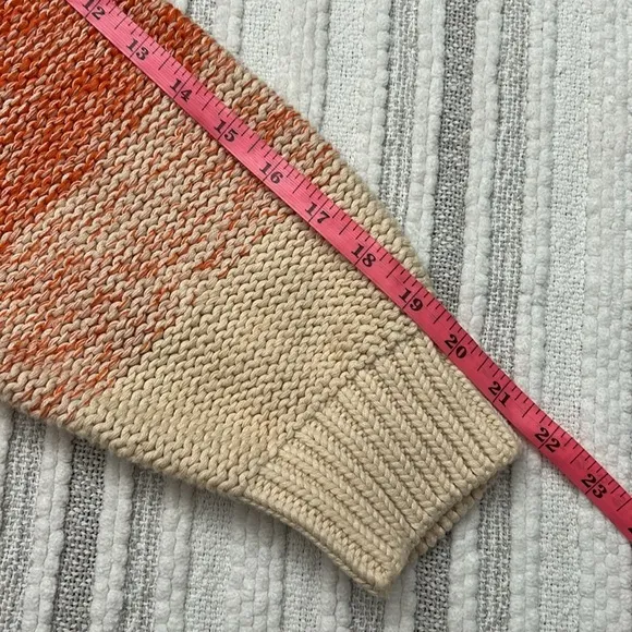 525 America Womens Knit Ombre Sweater Turtleneck Orange Cream Size M 100% Cotton