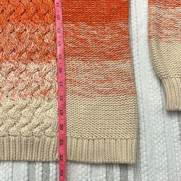 525 America Womens Knit Ombre Sweater Turtleneck Orange Cream Size M 100% Cotton