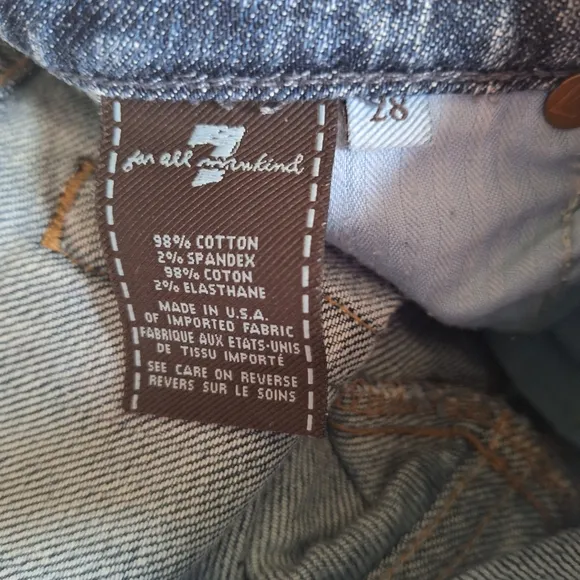 7 For All Mankind A Pocket  Bootcut Low Rise Distressed Womens Jeans Size 28x34