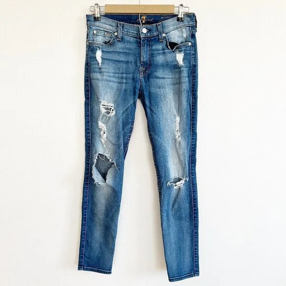 7 For All Mankind Destroyed The Ankle Skinny Jeans