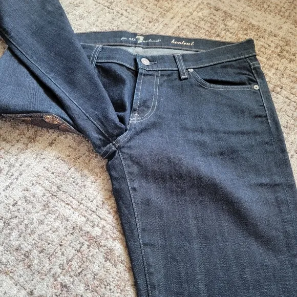 7 For All Mankind Low Rise Tall Full Length Inseam Distressed Bootcut Jeans 31