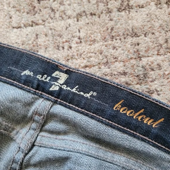 7 For All Mankind Low Rise Tall Full Length Inseam Distressed Bootcut Jeans 31