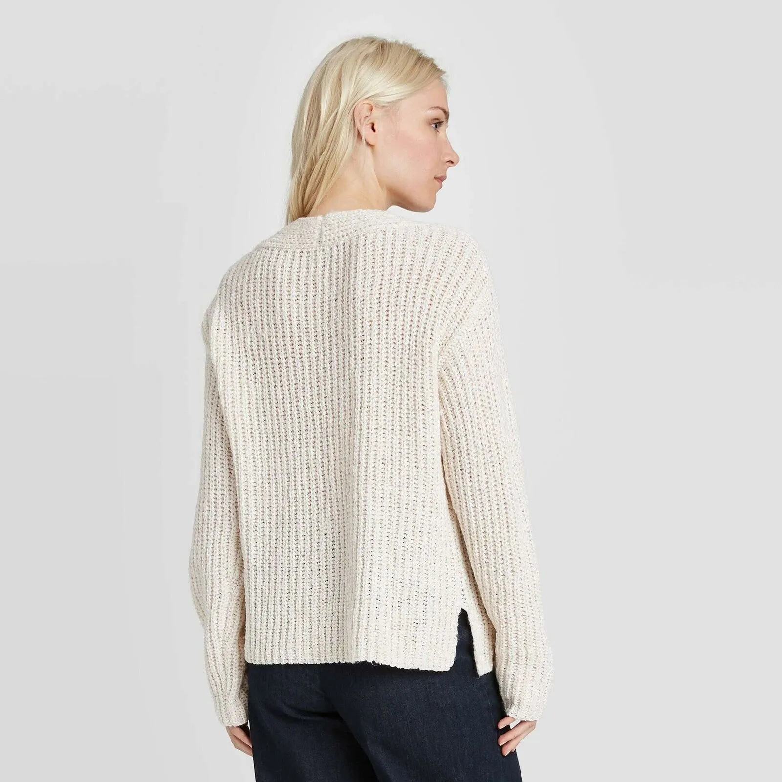 A New Day Women's Symmetrical Rib Knit V-Neck Pullover Sweater