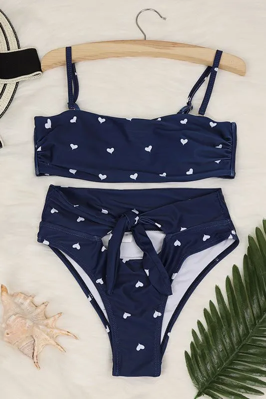 American tube top peach heart pants button-down bikini