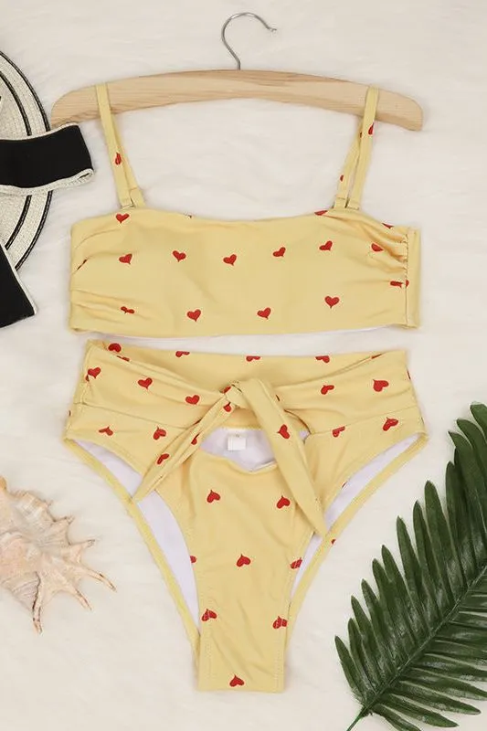 American tube top peach heart pants button-down bikini