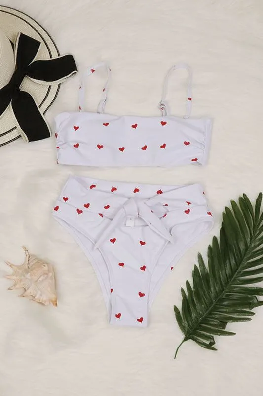 American tube top peach heart pants button-down bikini
