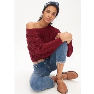 Anthropologie Melissa Canle Knit Chunky sweater Wine women size Small