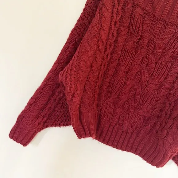 Anthropologie Melissa Canle Knit Chunky sweater Wine women size Small