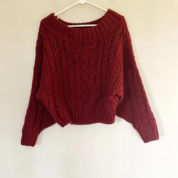 Anthropologie Melissa Canle Knit Chunky sweater Wine women size Small