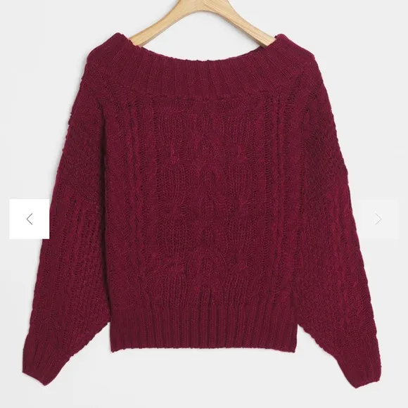 Anthropologie Melissa Canle Knit Chunky sweater Wine women size Small