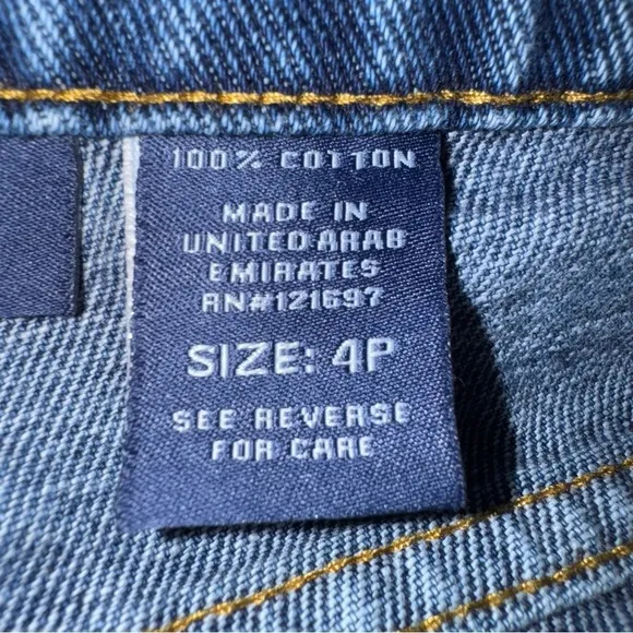 Bill Blass Womens 4P Blue Petite Easy FitMedium Rise Straight Leg Denim 100%