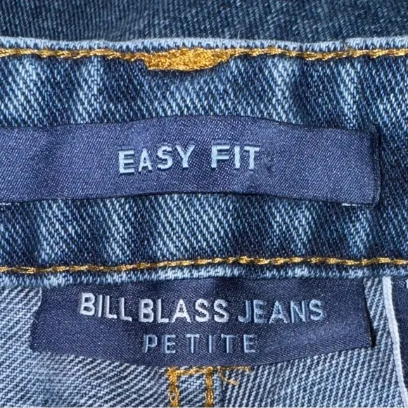 Bill Blass Womens 4P Blue Petite Easy FitMedium Rise Straight Leg Denim 100%