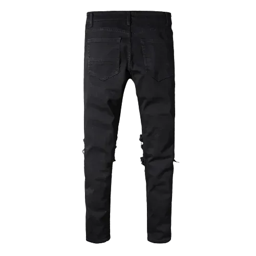 Black Biker Ripped Jeans