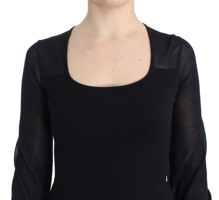 Black Longsleeved Knitted Sweater Dress
