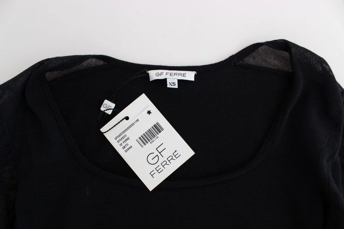 Black Longsleeved Knitted Sweater Dress