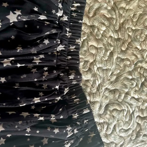 Black Tulle Maxi Skirt with Silver Stars