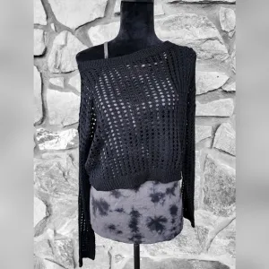 Black Wide Hole Knit Women's Sweater