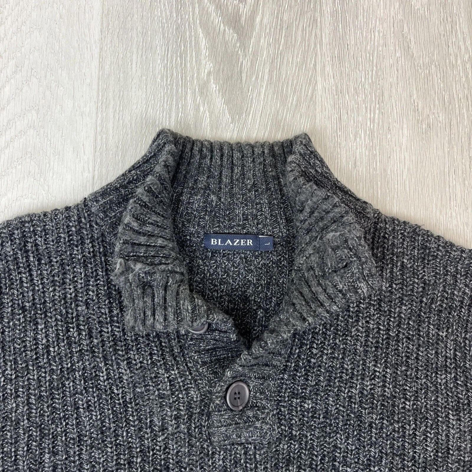 Blazer Mens Mock Neck Charcoal Knit Jumper Size Large
