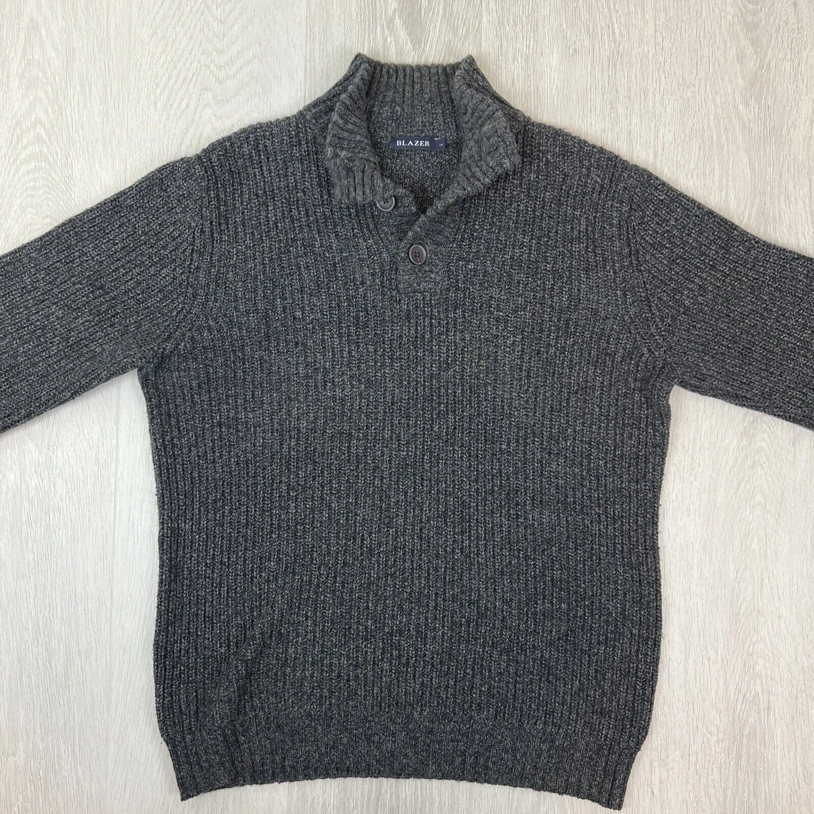 Blazer Mens Mock Neck Charcoal Knit Jumper Size Large
