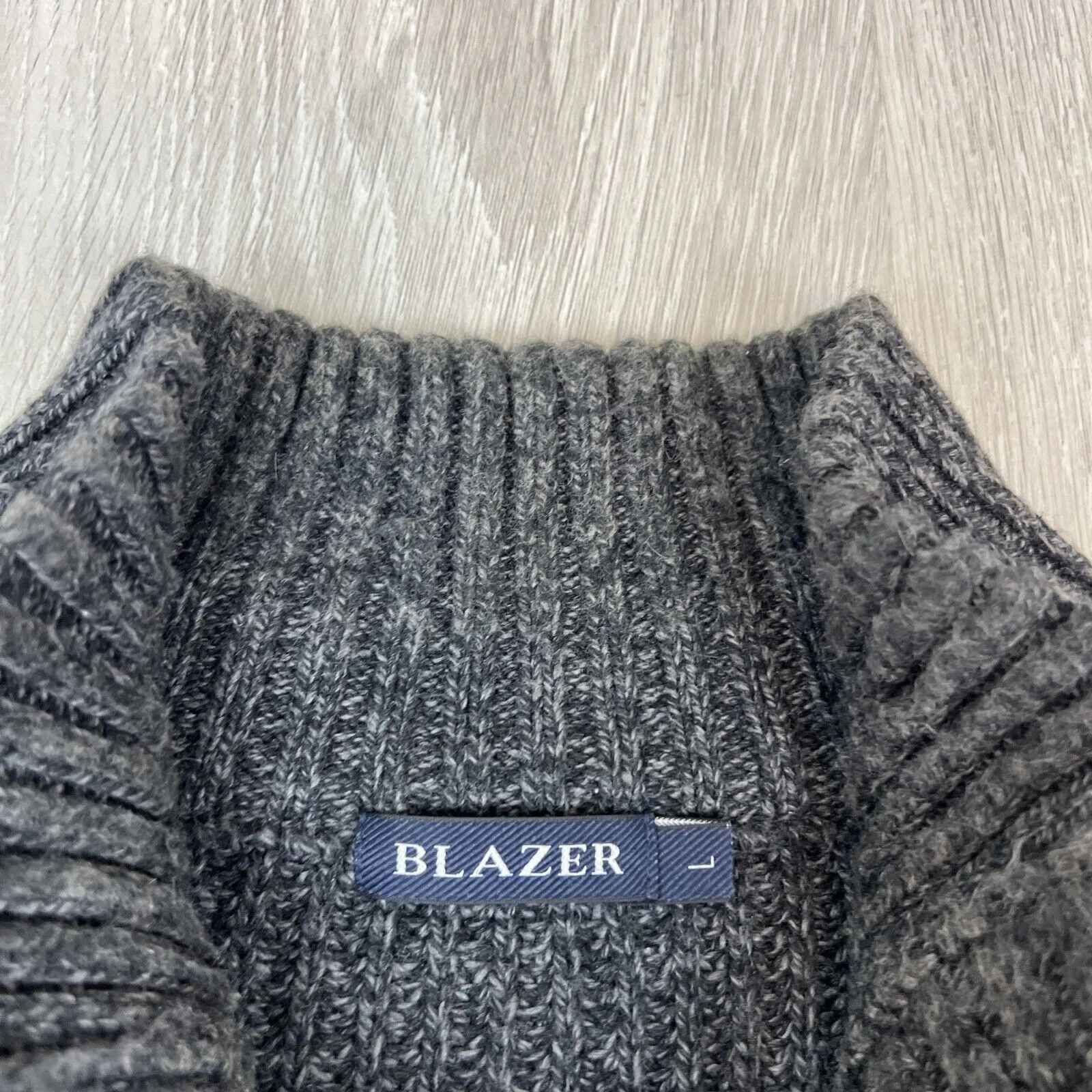 Blazer Mens Mock Neck Charcoal Knit Jumper Size Large