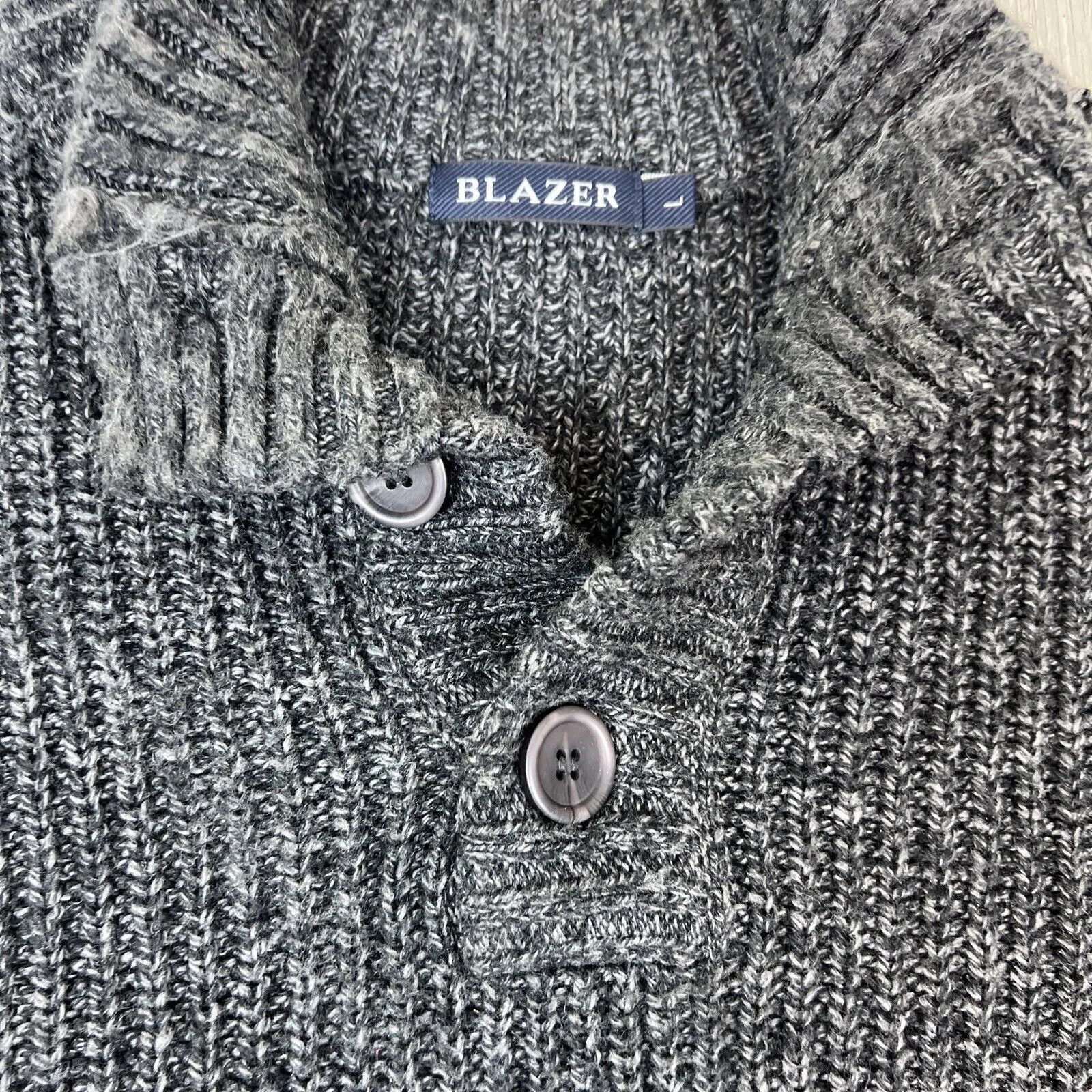 Blazer Mens Mock Neck Charcoal Knit Jumper Size Large