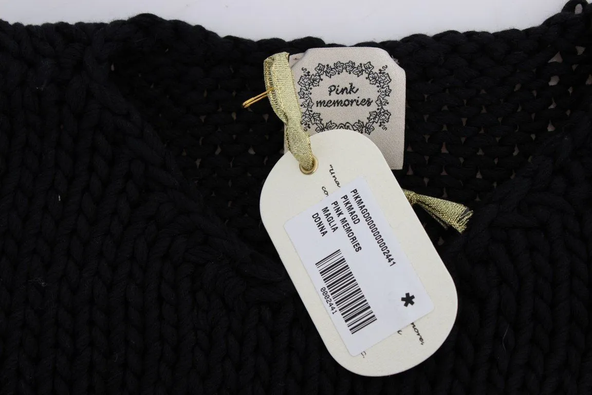 Blue Cotton Knitted Sleeveless Sweater
