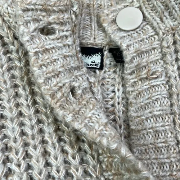 Bramble Lane Vintage Chunky Puff Sleeve Knit Granny Cardigan Oatmeal Size M