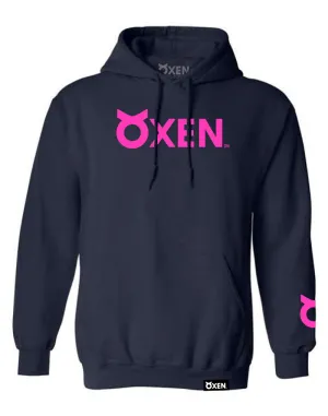 Classic Hoodie - Navy/Pink Print