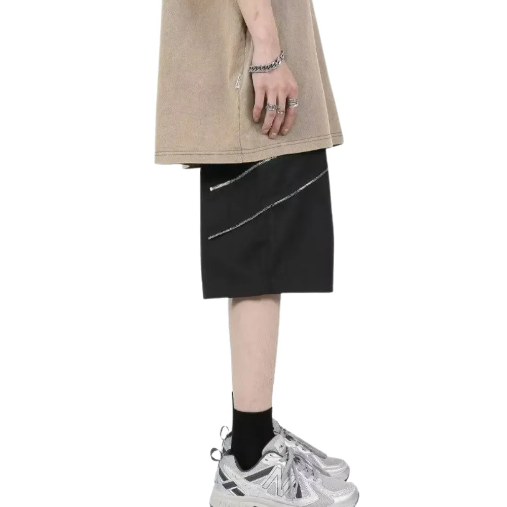 Classic Solid Zipper Cargo Shorts