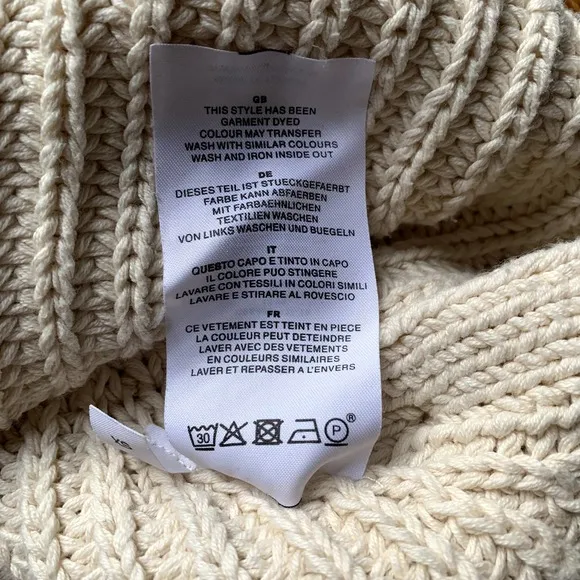 Closed Brand Cotton Button Detail Sweater Cream Chunky Knit XS