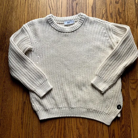 Closed Brand Cotton Button Detail Sweater Cream Chunky Knit XS