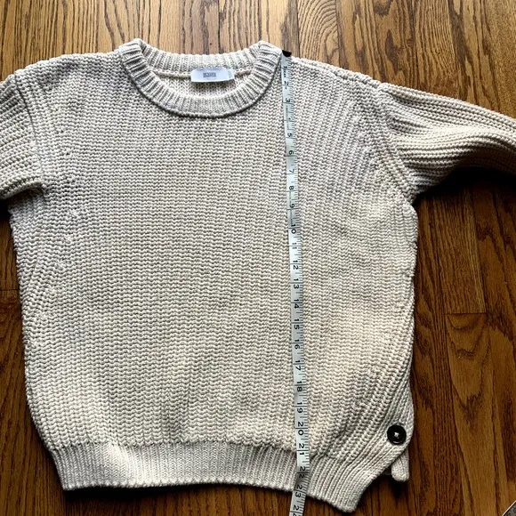 Closed Brand Cotton Button Detail Sweater Cream Chunky Knit XS