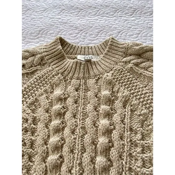COS Beige Cable Knit Pullover Sweater Size XS