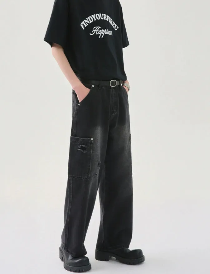 Dark Gray Straight-leg Jeans
