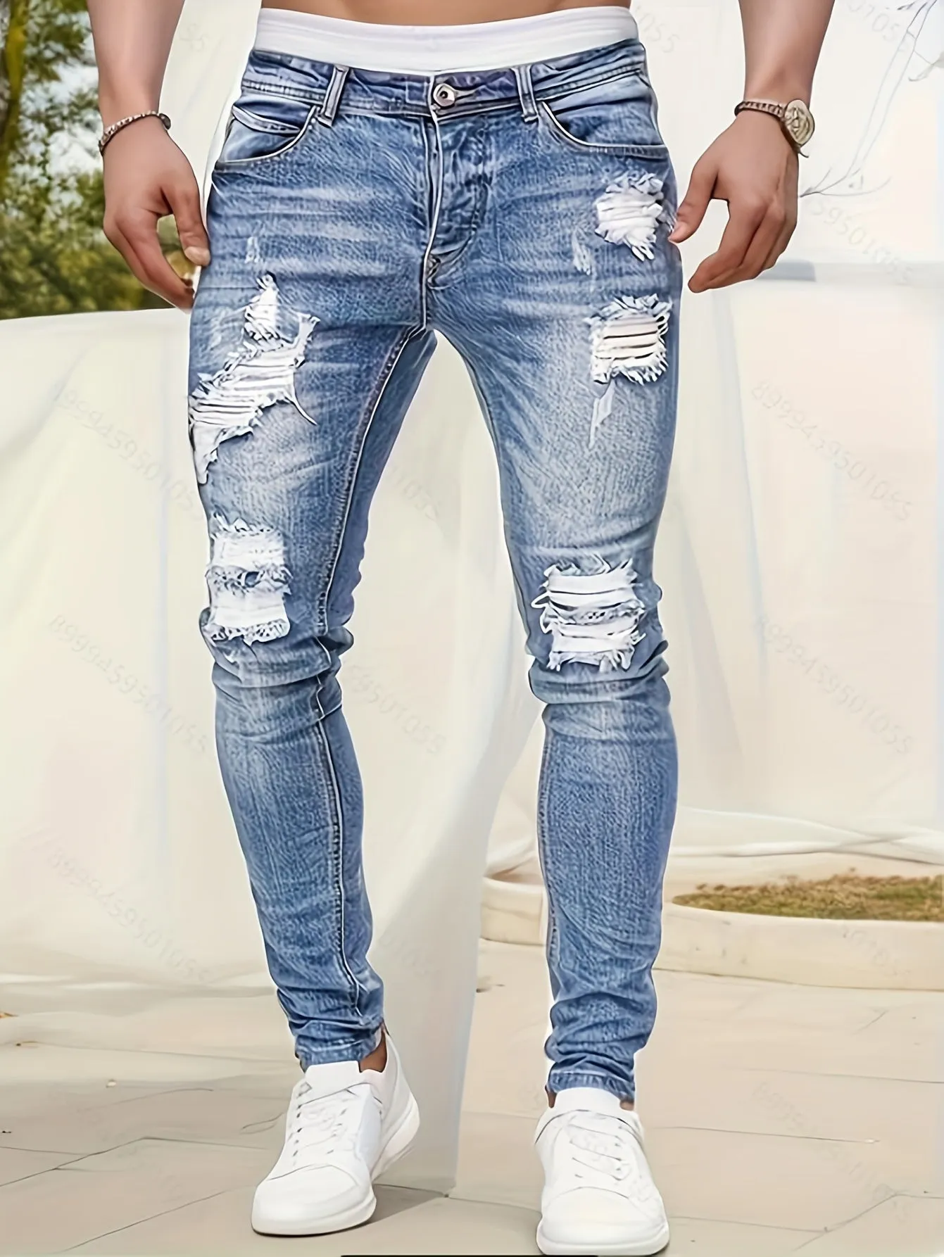 Denim Vortex™ | Men's Distressed Skinny Jeans | Ripped Design, Tapered Fit, Casual Streetwear Style