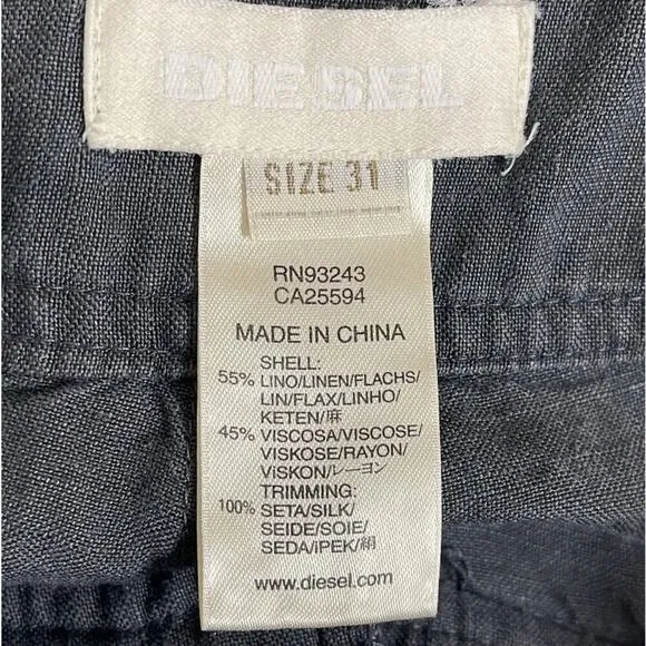 DIESEL  LINEN CARGO SILK  POCKETS  WOMEN'S SHORTS SIZE 31