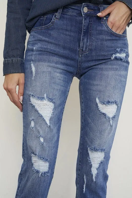 Distressed Front Girlfriend Jeans