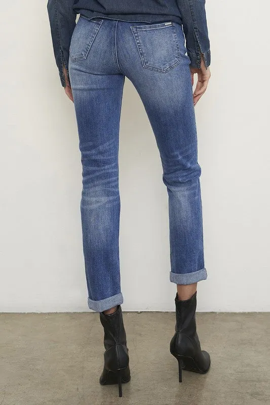 Distressed Front Girlfriend Jeans