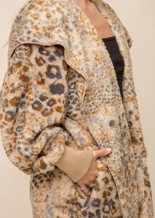 Doorbuster Oversized Hoodie Jacket | Leopard