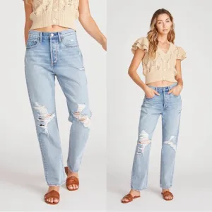 Driftwood • Jordie Mom Jean loose baggy fit distressed ripped Eskimo light wash