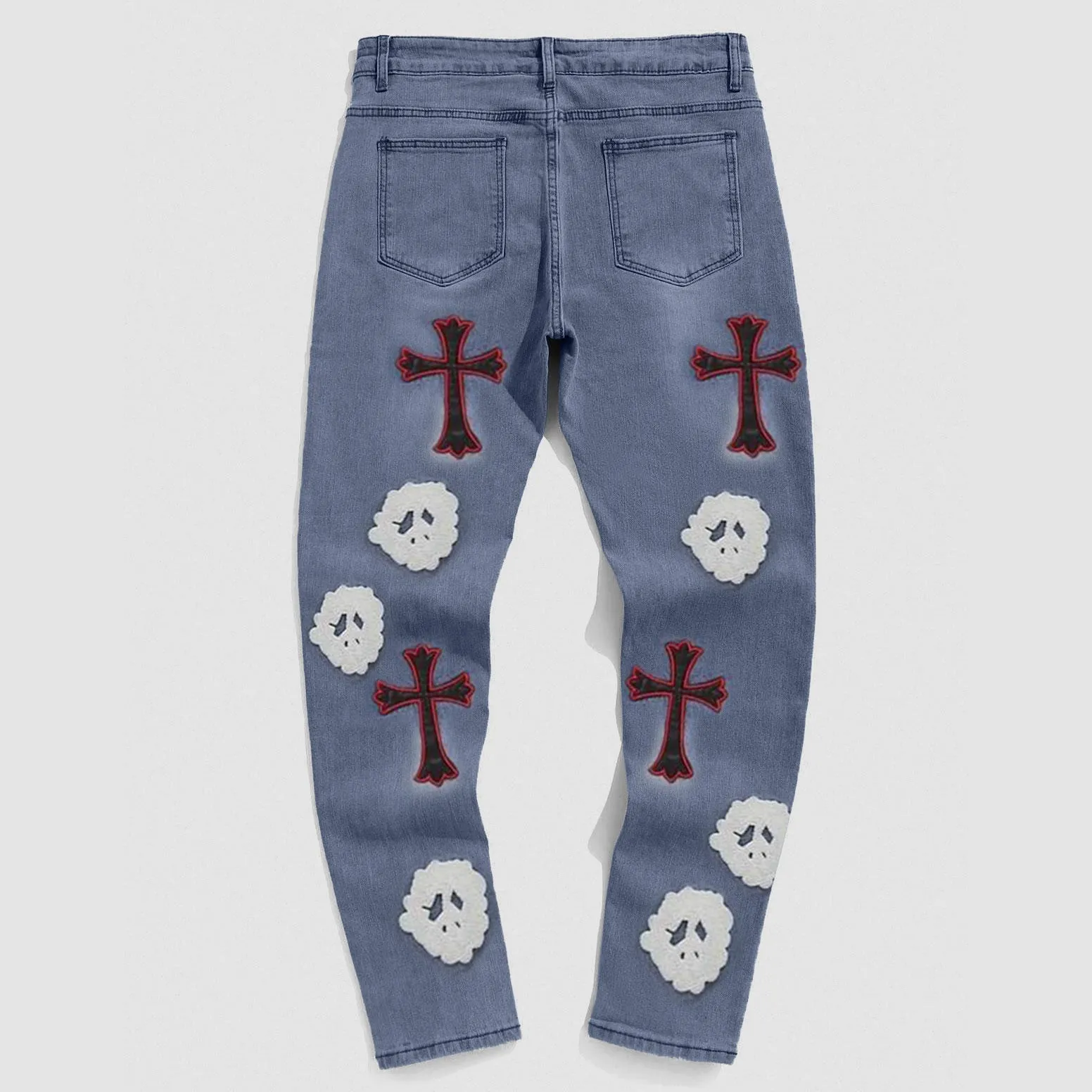 Embroidered Ripped Street Denim Jeans