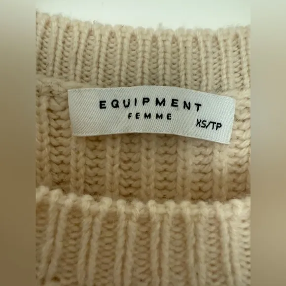 Equipment Femme Carson Womens Wool Alpaca Ivory Black Stripe Sweater XS
