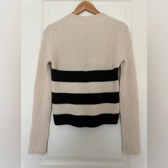 Equipment Femme Carson Womens Wool Alpaca Ivory Black Stripe Sweater XS