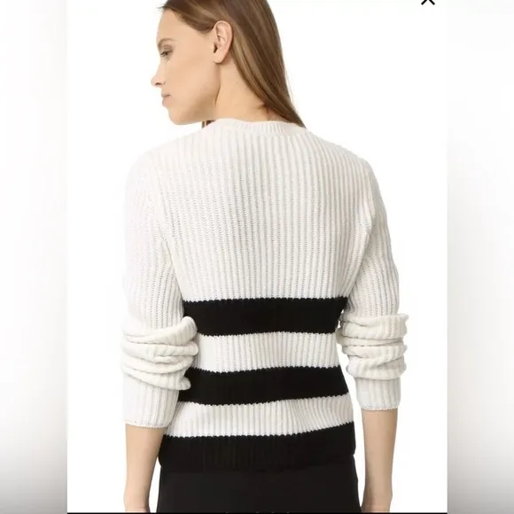 Equipment Femme Carson Womens Wool Alpaca Ivory Black Stripe Sweater XS