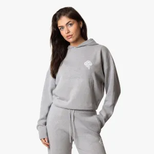 FLO KNITTED HOODIE | GREY MELEE/WHITE