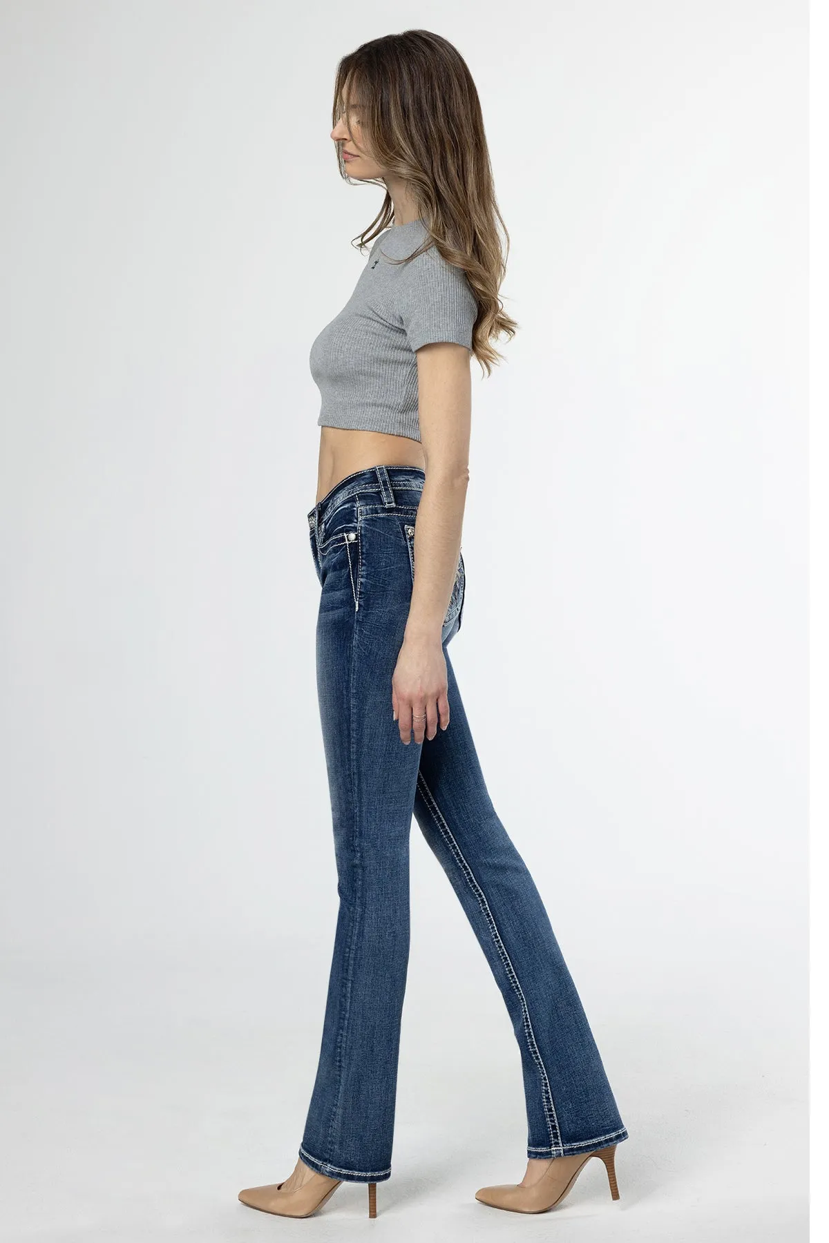 Floral Feathers Bootcut Jeans