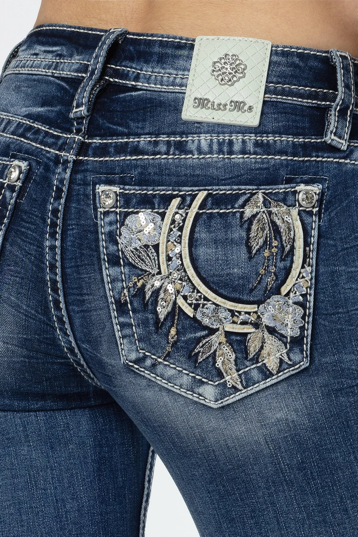 Floral Feathers Bootcut Jeans