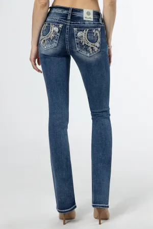 Floral Feathers Bootcut Jeans