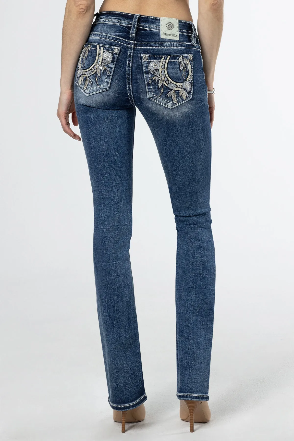 Floral Feathers Bootcut Jeans